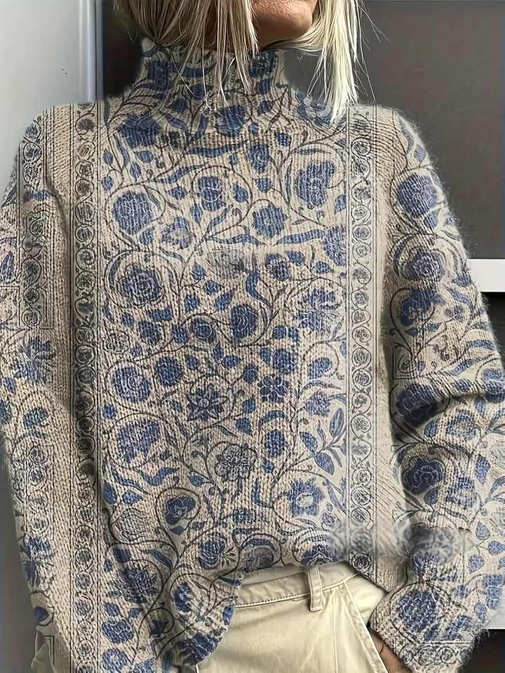 Yveline™ | Porcelain Vine Turtleneck