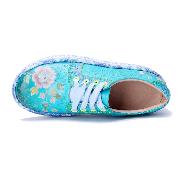 Azzurella™ | Women's Floral Platform Lace-Up Sneakers