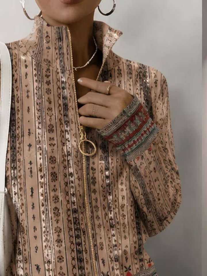 Wrenford™ | Woven Stripe Zip Cardigan
