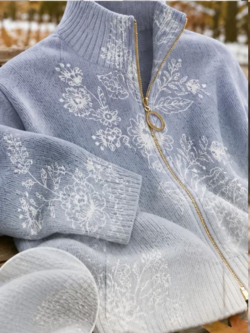 Halloway™ | Frosted Bloom Zip Cardigan