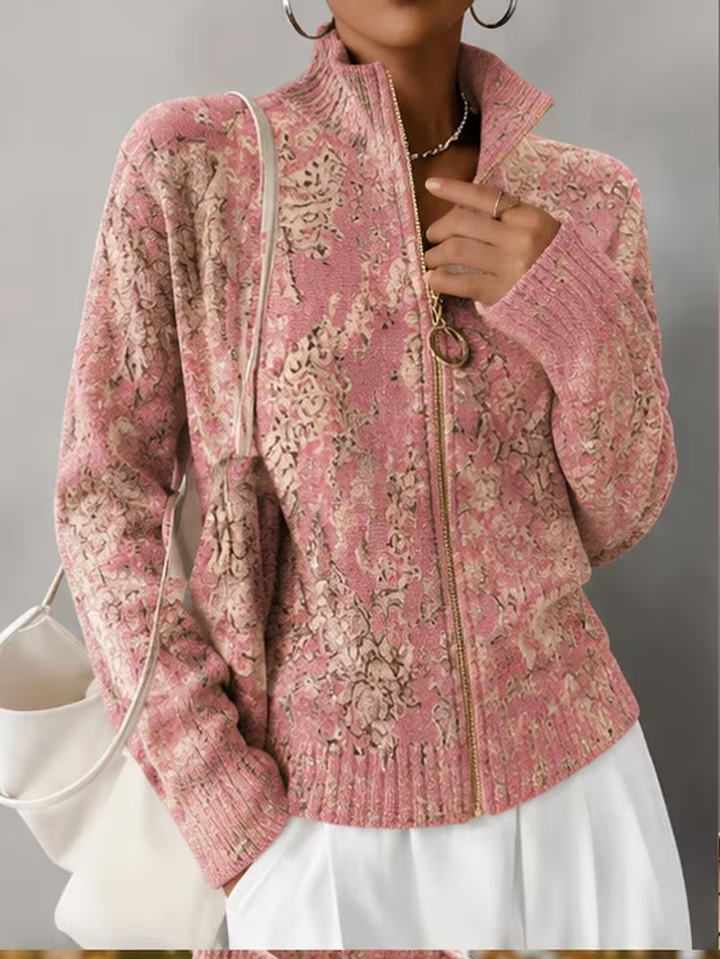 Saffira™ | Gilded Blossom Zip Cardigan