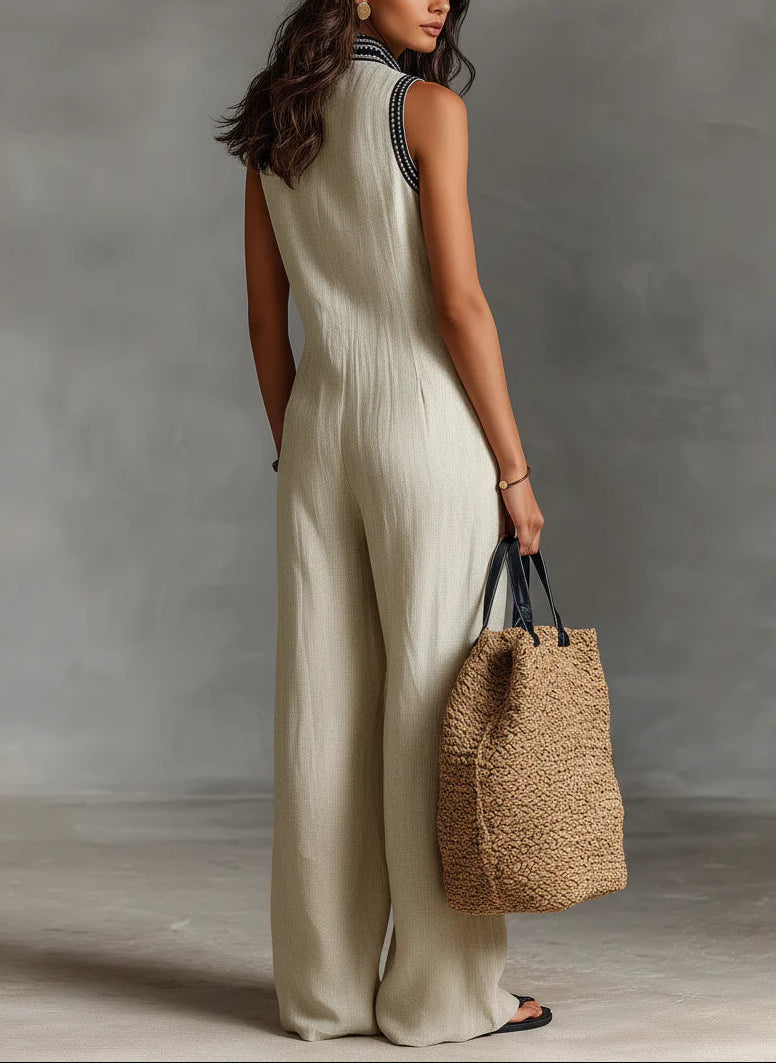 Nadia | Sleek Stand-Collar Jumpsuit