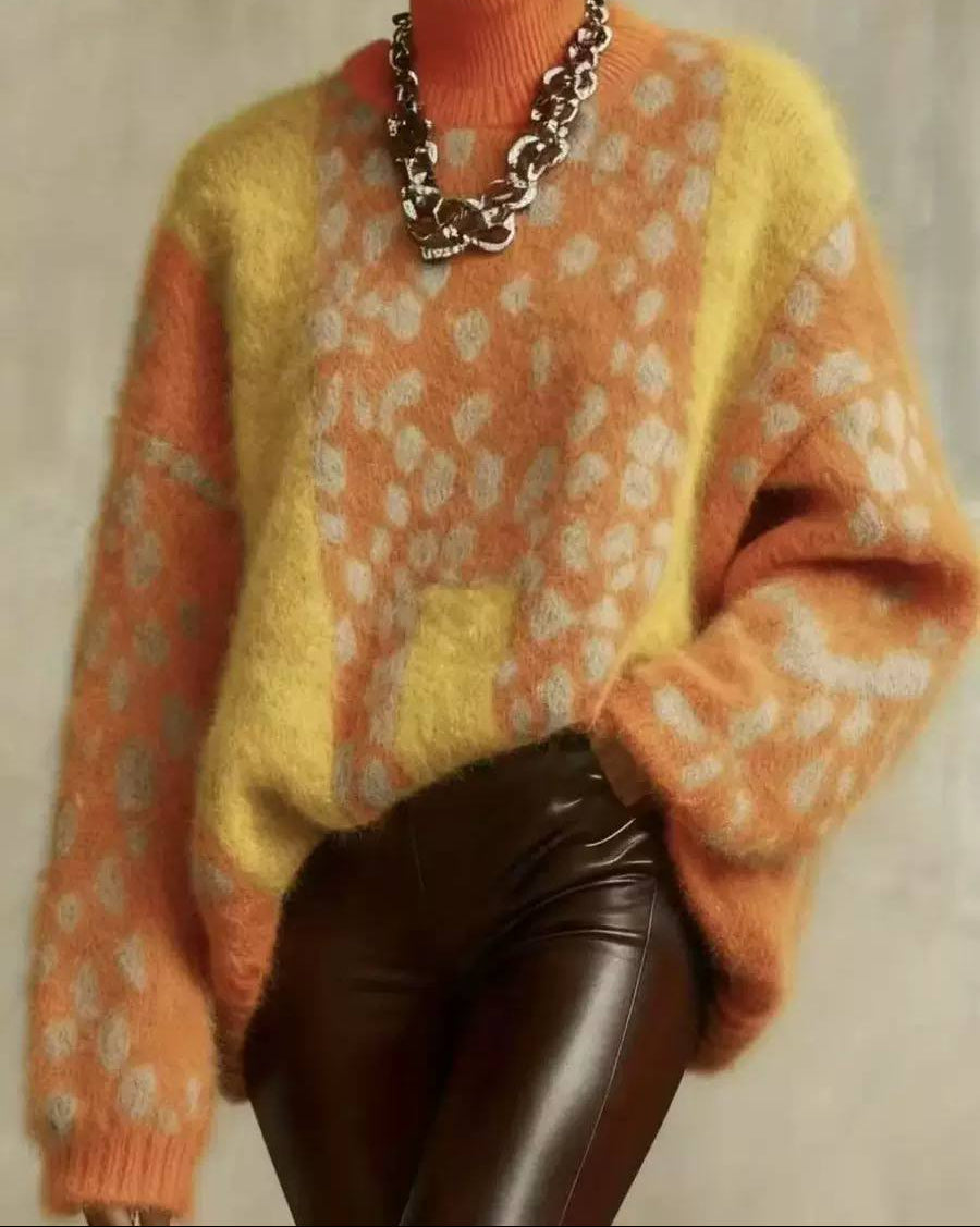 Rhodora™ | Leopard Colour-Block Turtleneck