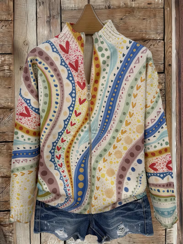 Ambrosine™ | Painted Paisley Zip Cardigan