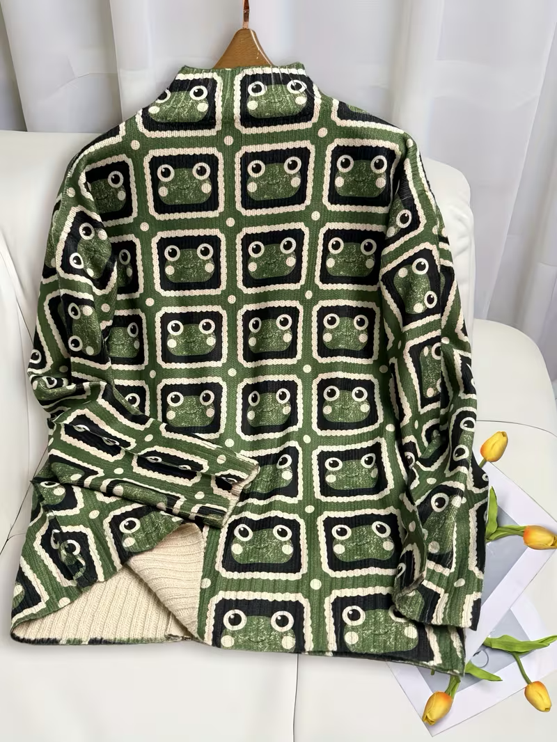 Clemency™ | Retro Tile Zip Cardigan