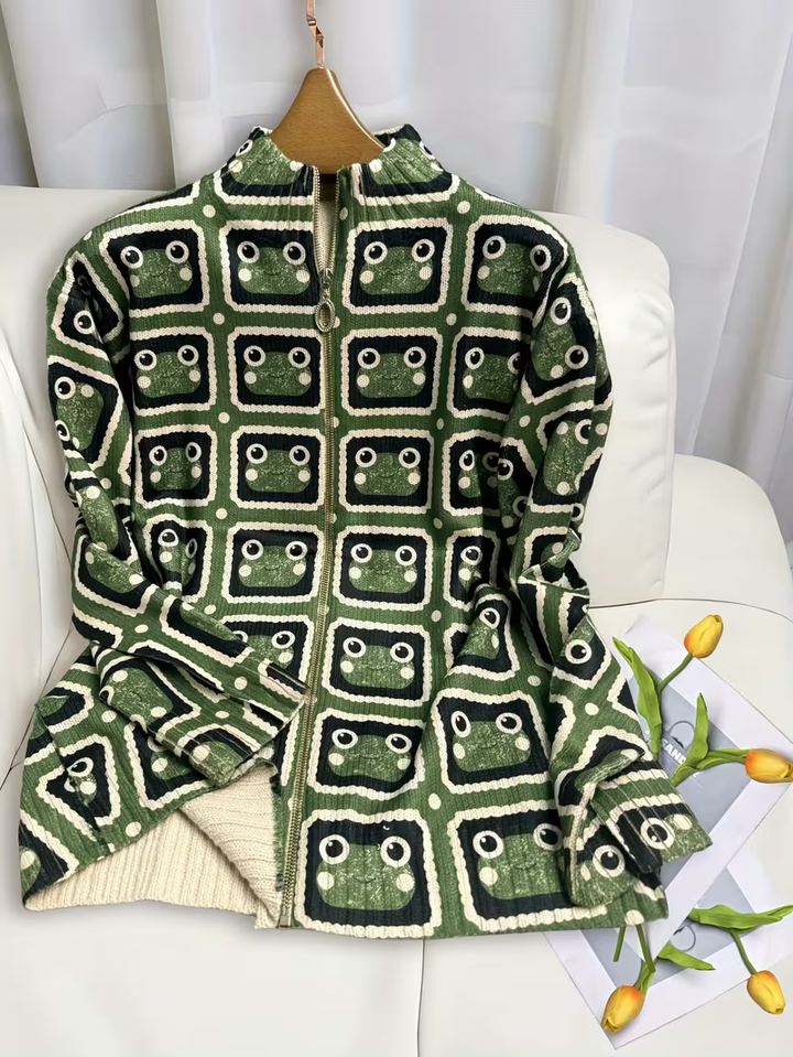 Clemency™ | Retro Tile Zip Cardigan