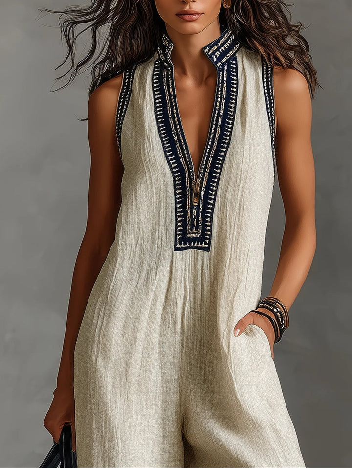 Nadia | Sleek Stand-Collar Jumpsuit