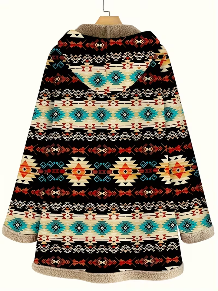 Sableen™ | Hooded Aztec Longline Cardigan
