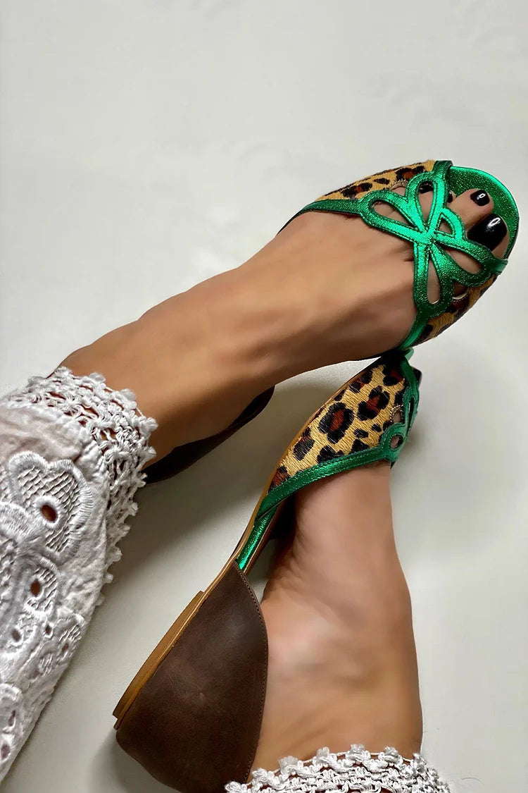 Nia™ | Women's Color-Block Leopard Print Cut-Out Sandals
