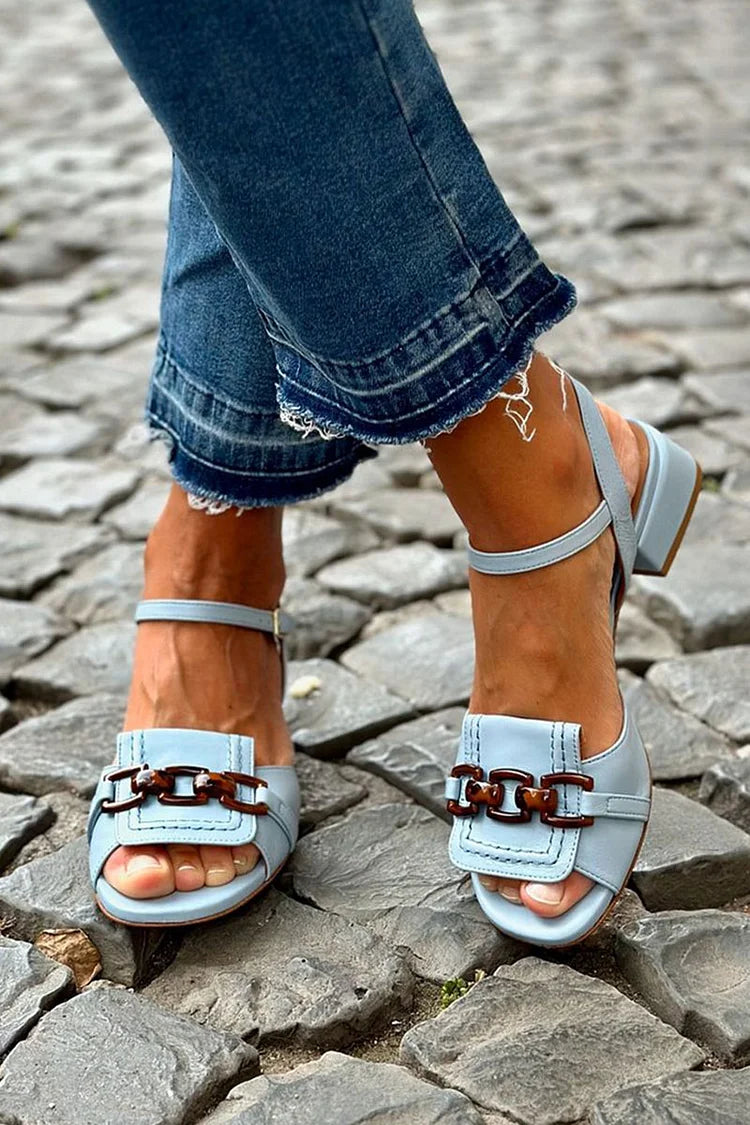 Zena™ | Women's Low Heels with Chain Detail