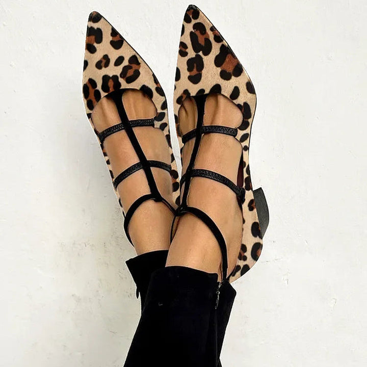Bridget™ | Women's Heeled Shoes with Leopard Strap