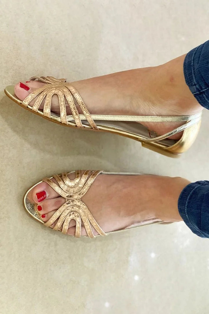 Thea™ | Women's Metallic Peep-Toe Cut-Out Sandals