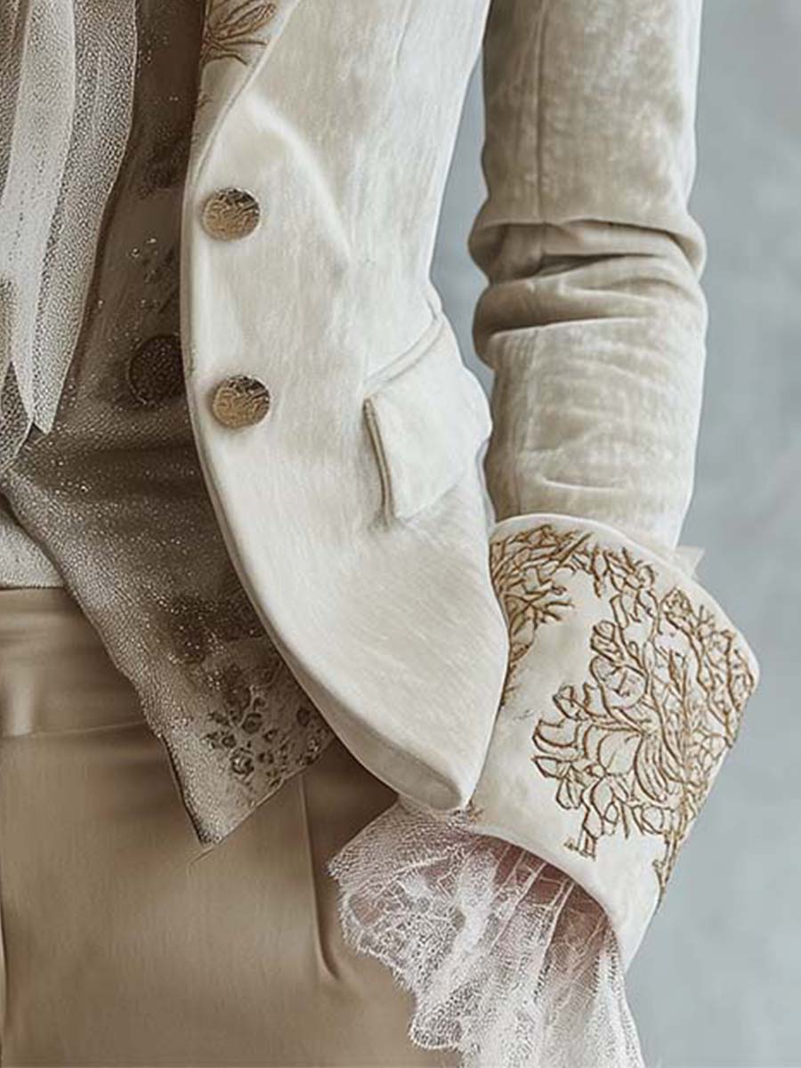 Seraphina | Embroidered Ivory Tailored Blazer