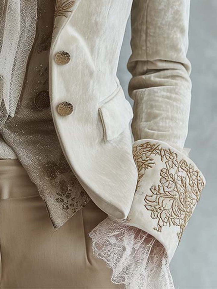 Seraphina | Embroidered Ivory Tailored Blazer