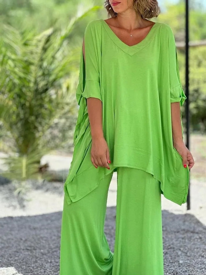 Úrsula™ | Women's Cold-Shoulder Tunic &amp; Wide-Leg Pants Two-Piece Set