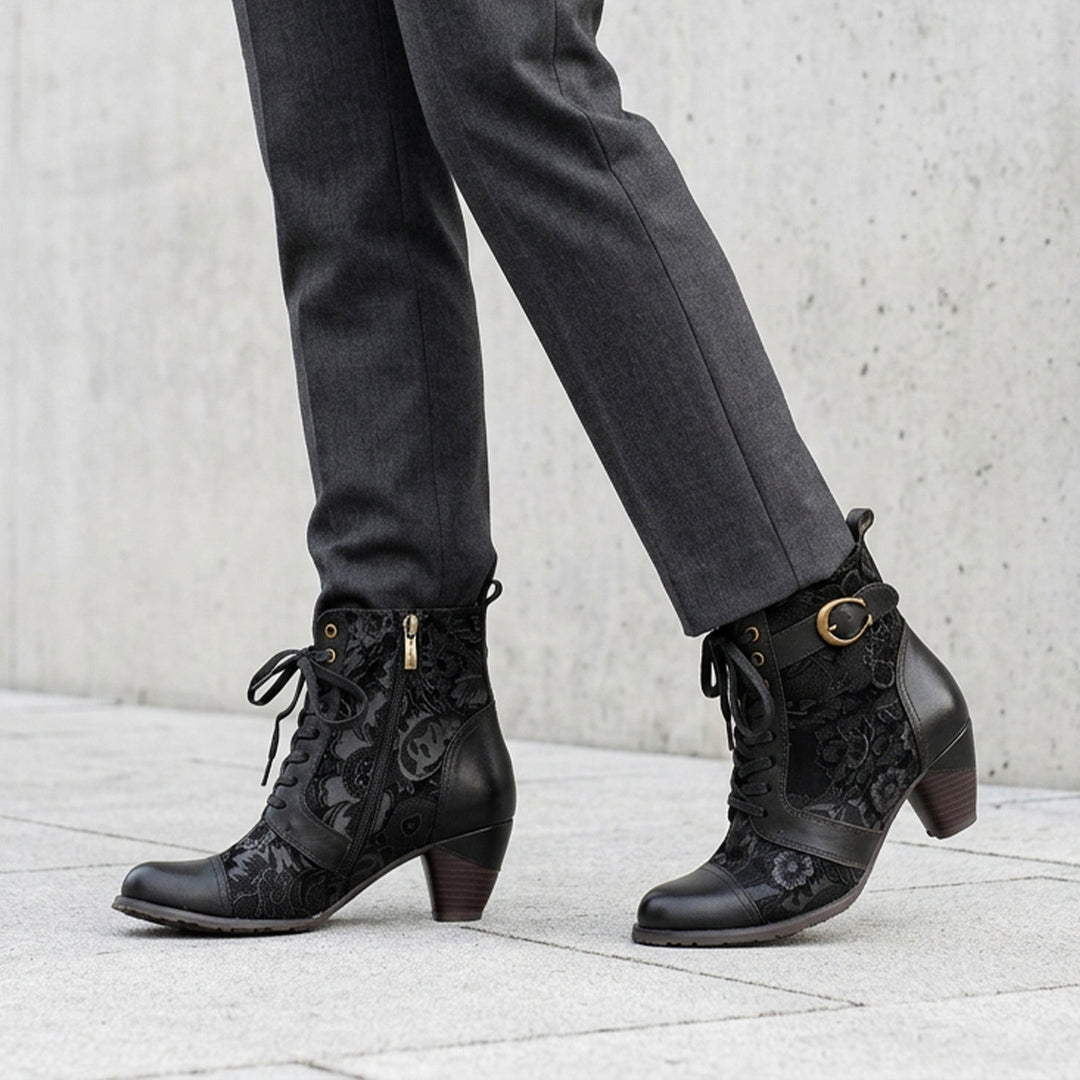 Bellancourt | Women's Floral Lace-Up Ankle Boots