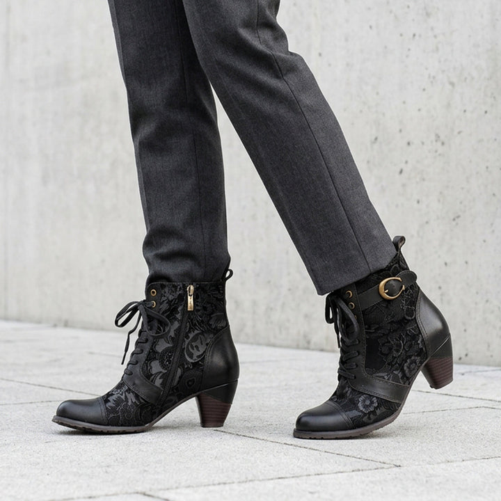 Bellancourt | Women's Floral Lace-Up Ankle Boots