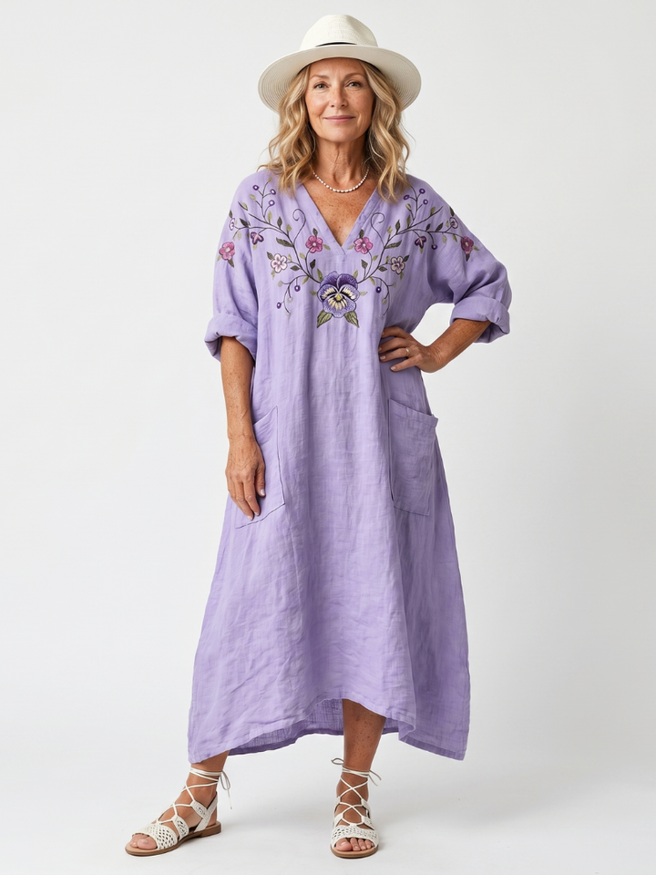 Tavi™ | Women's Floral Oversized Pocket Midi Dress
