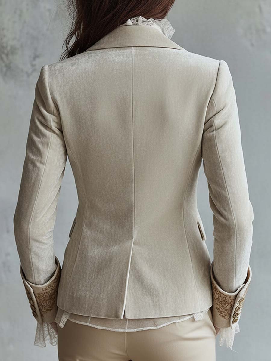 Seraphina | Embroidered Ivory Tailored Blazer