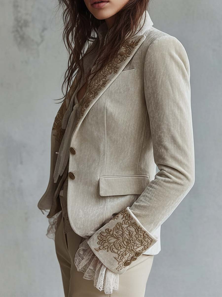 Seraphina | Embroidered Ivory Tailored Blazer