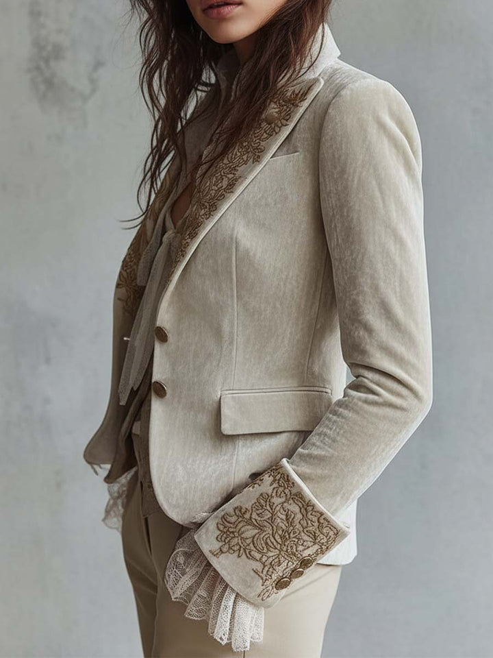 Seraphina | Embroidered Ivory Tailored Blazer