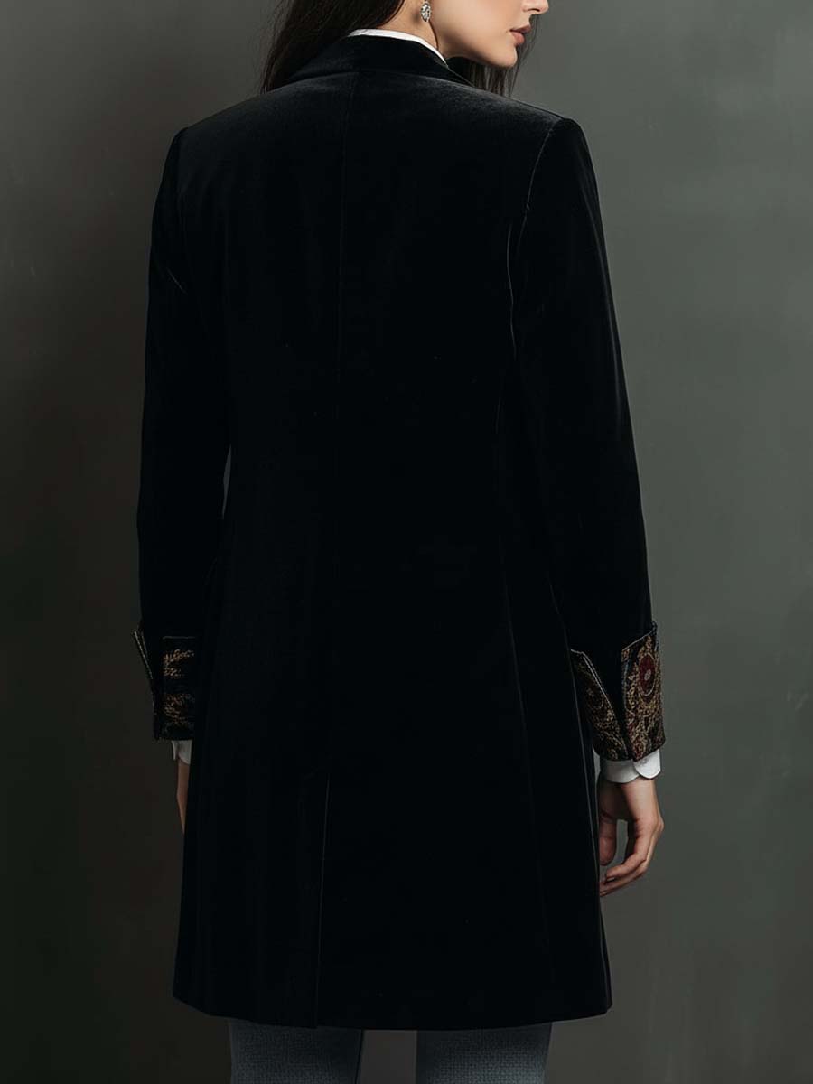 Delphine | Black Baroque-Print Slim Fit Blazer