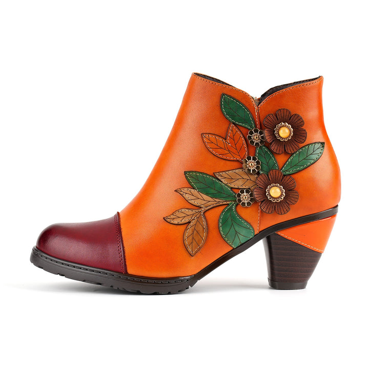 Bellantyne™ | Women's Retro Boho Floral Charm Ankle Boots