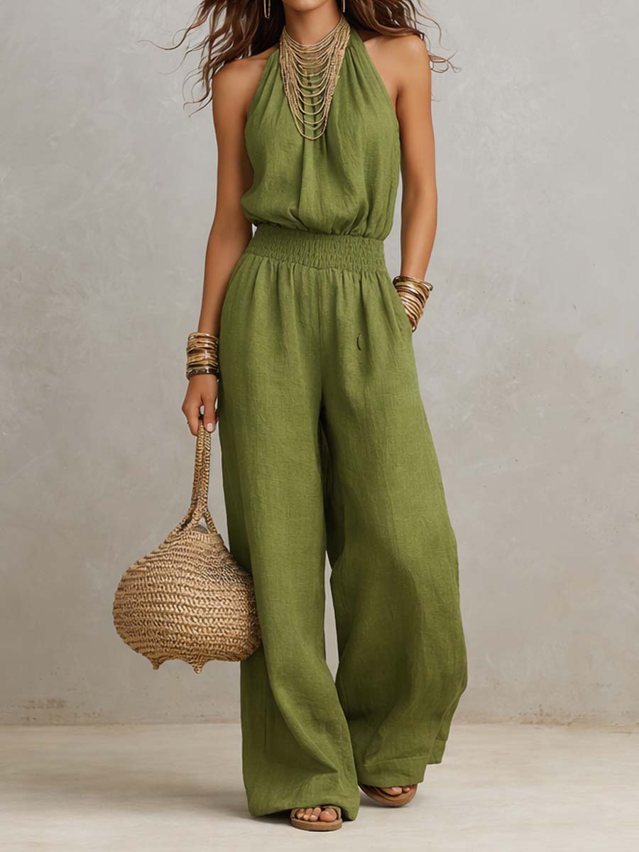 Camille™ | Effortless Halter Wide-Leg Jumpsuit