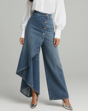 Audrey | Cross-front denim trousers