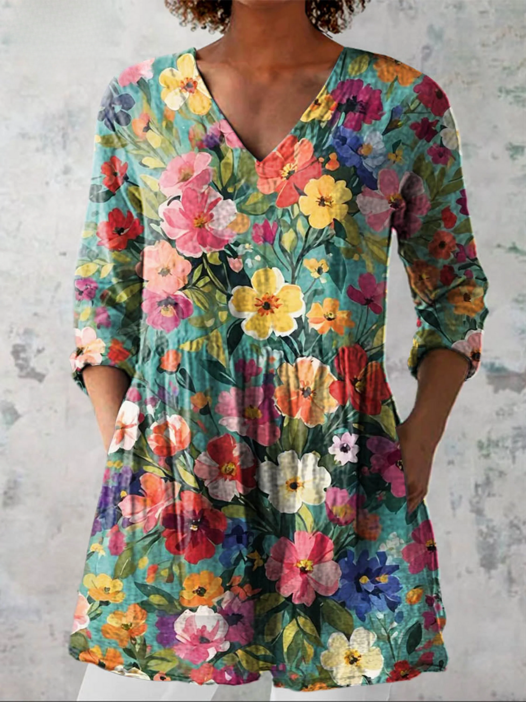 Nora™ | Women's Long V-Neck Blouse