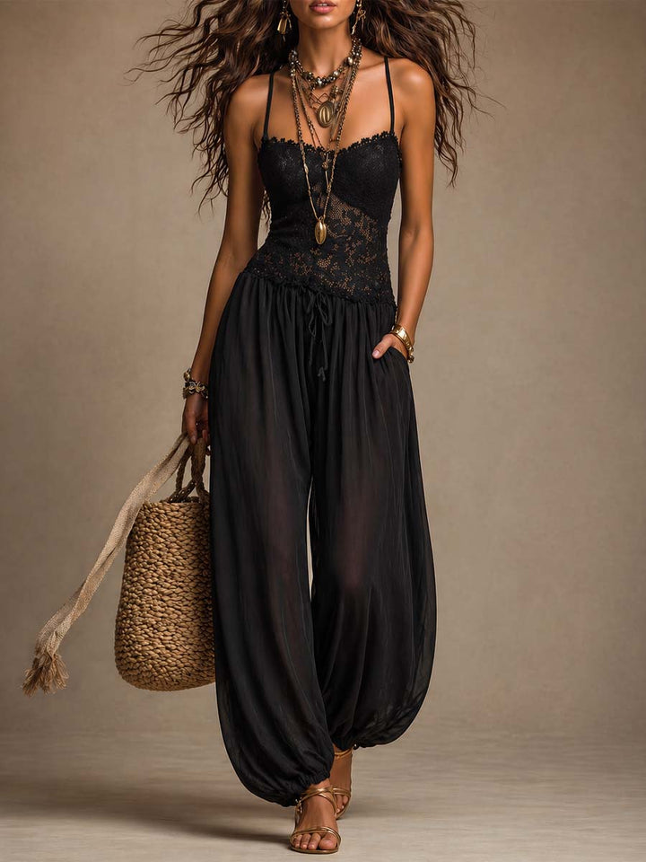 Laia™ | Flowing Lace Halter Jumpsuit