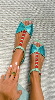Iza™ | Women's Peep-Toe T-Strap Sandals with Heart Detail