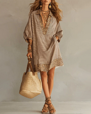 Zelie™ | Leopard Print Striped Dress