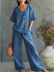 Greta | V-Neck with Buttons Set