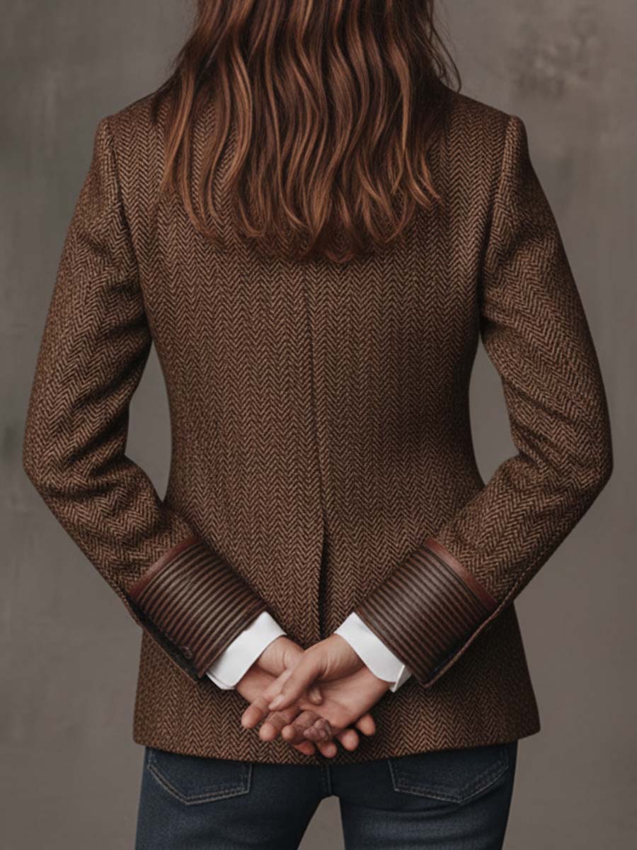 Marguerite | Printed Herringbone Panel Blazer