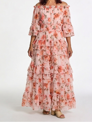 Rosalie | Off Shoulder Floral Ruffle Tiered Maxi Dress