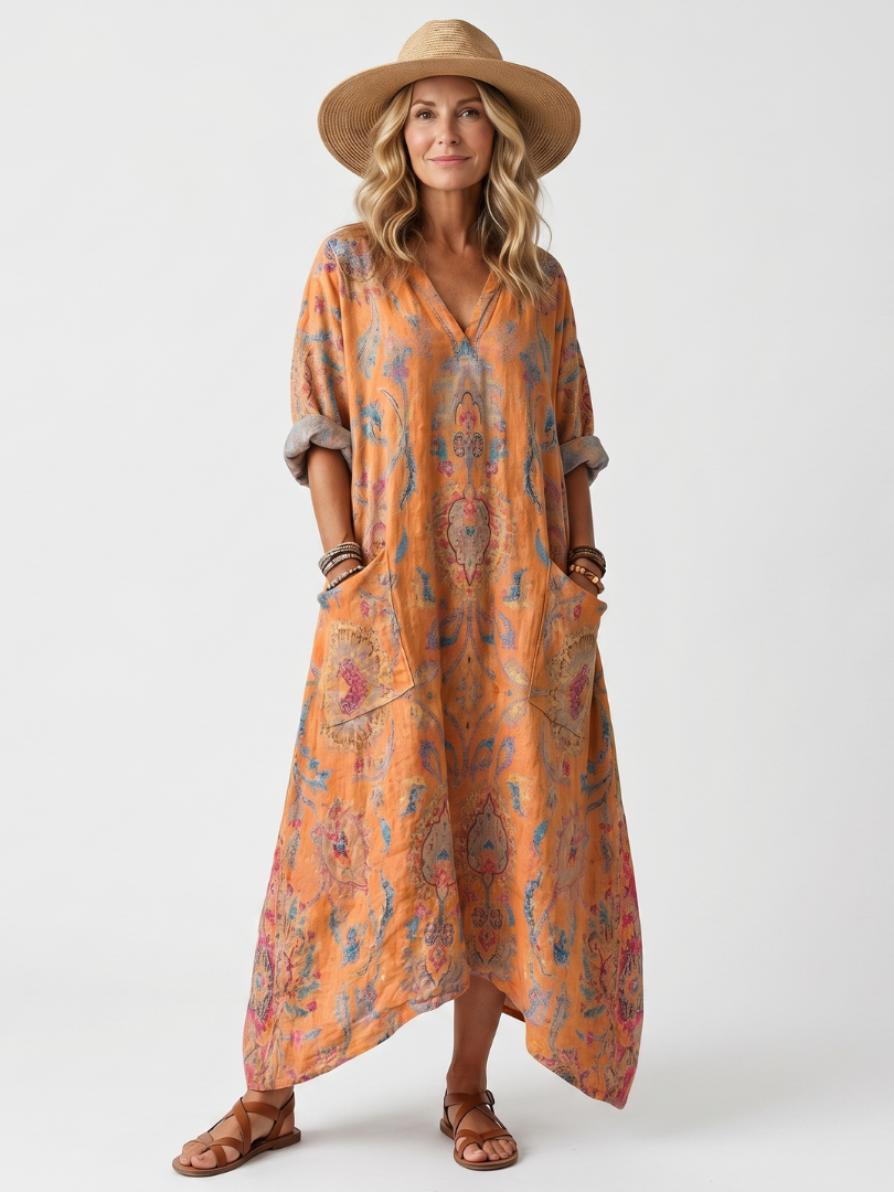 Remi™ | Women's Printed Oversized Pocket Midi Dress