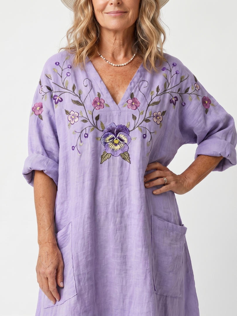Tavi™ | Women's Floral Oversized Pocket Midi Dress