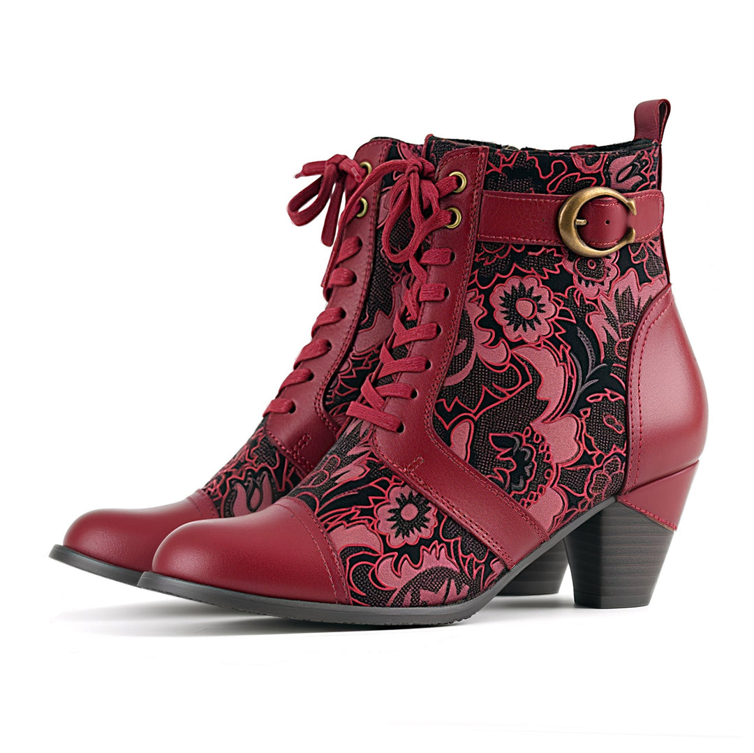 Bellancourt | Women's Floral Lace-Up Ankle Boots