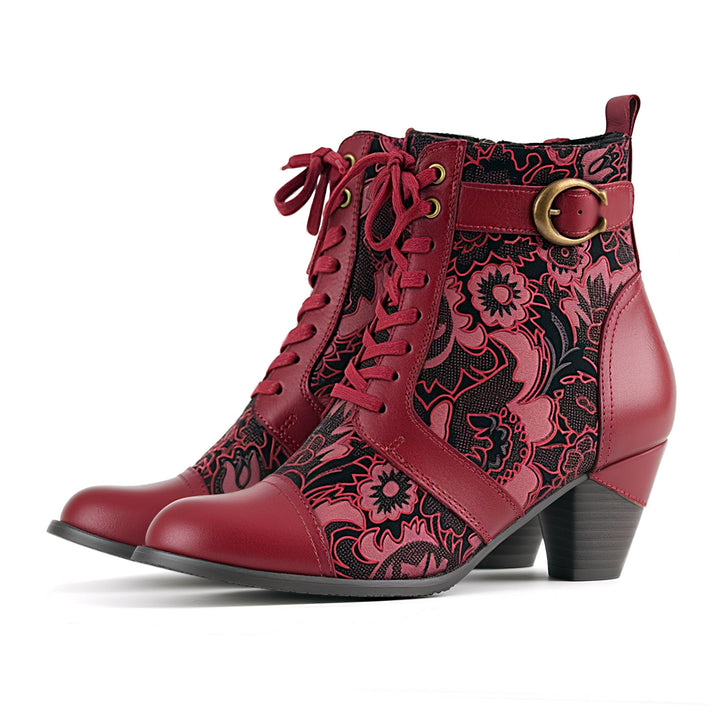 Bellancourt | Women's Floral Lace-Up Ankle Boots