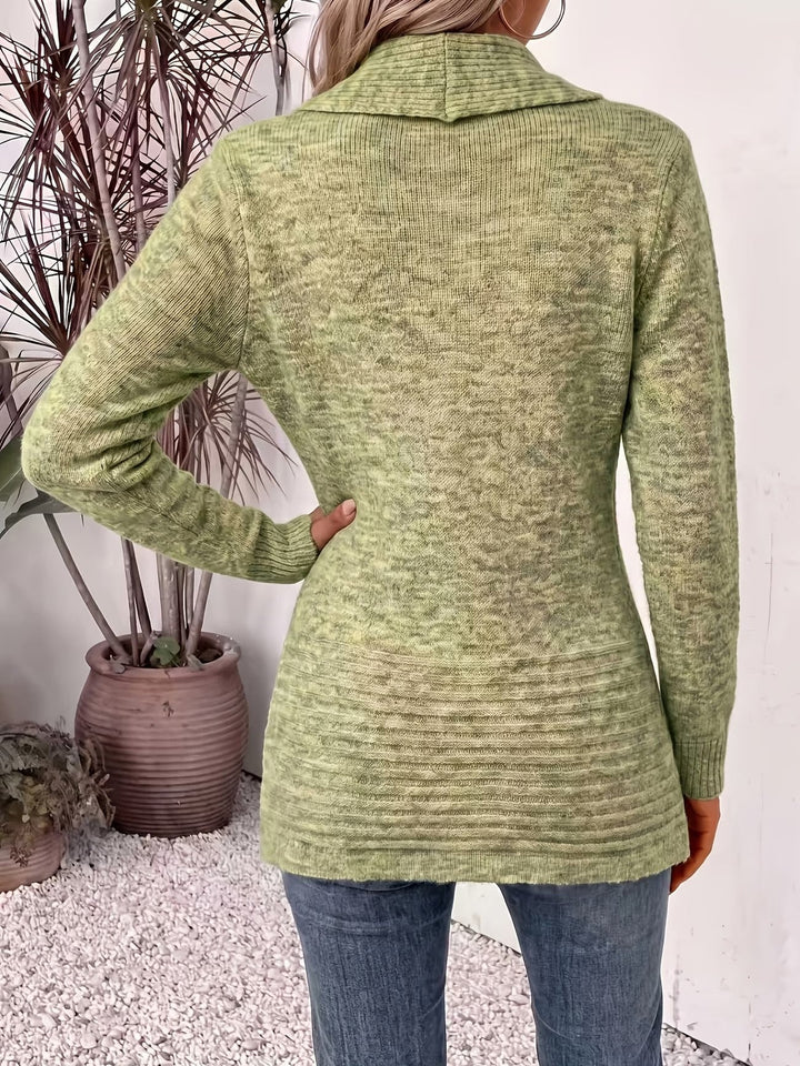Tessa™ | Sage Ribbed Knit Button-Tab Cardigan