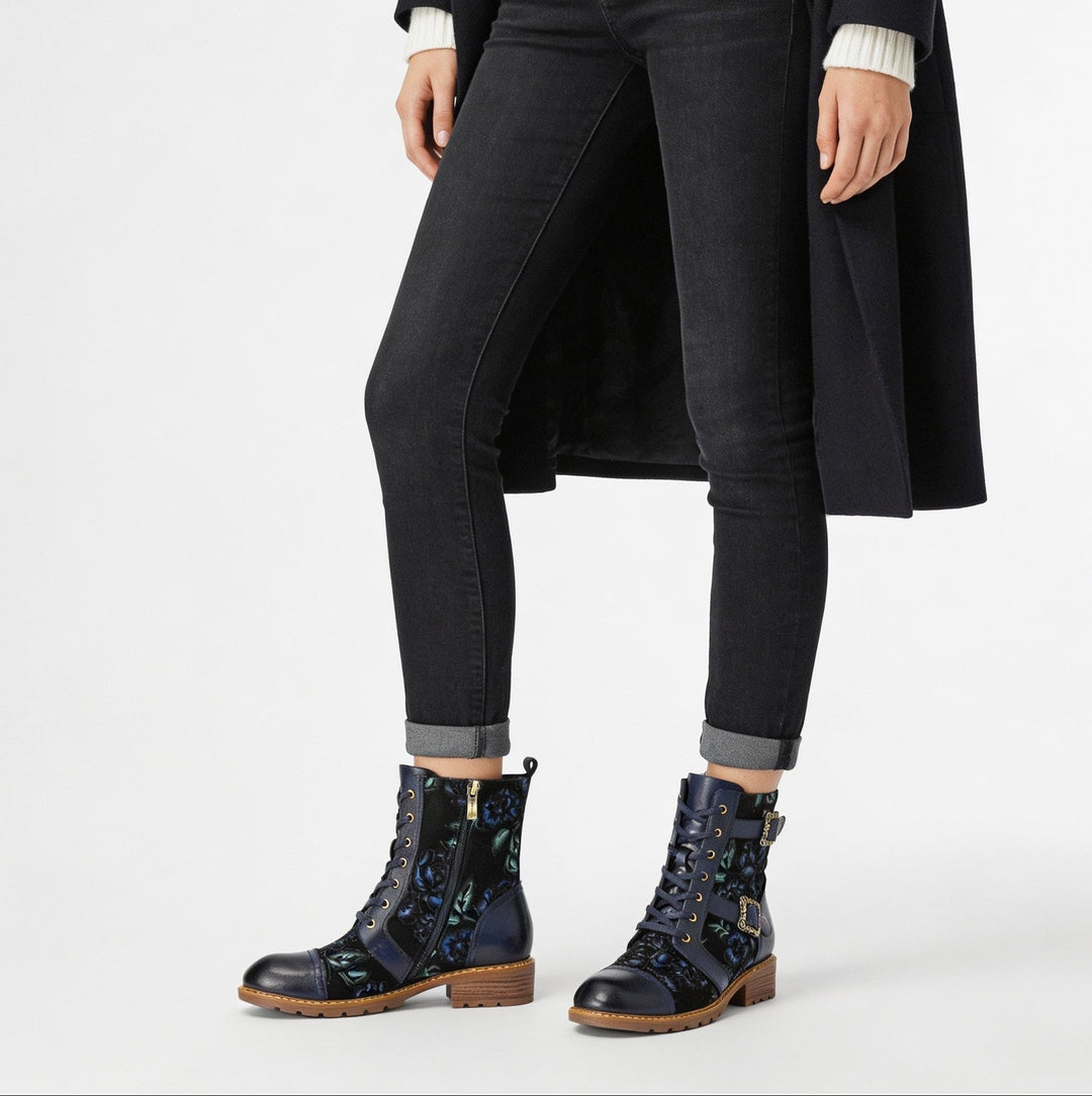 Orlena™ | Floral Lace-Up Ankle Boot