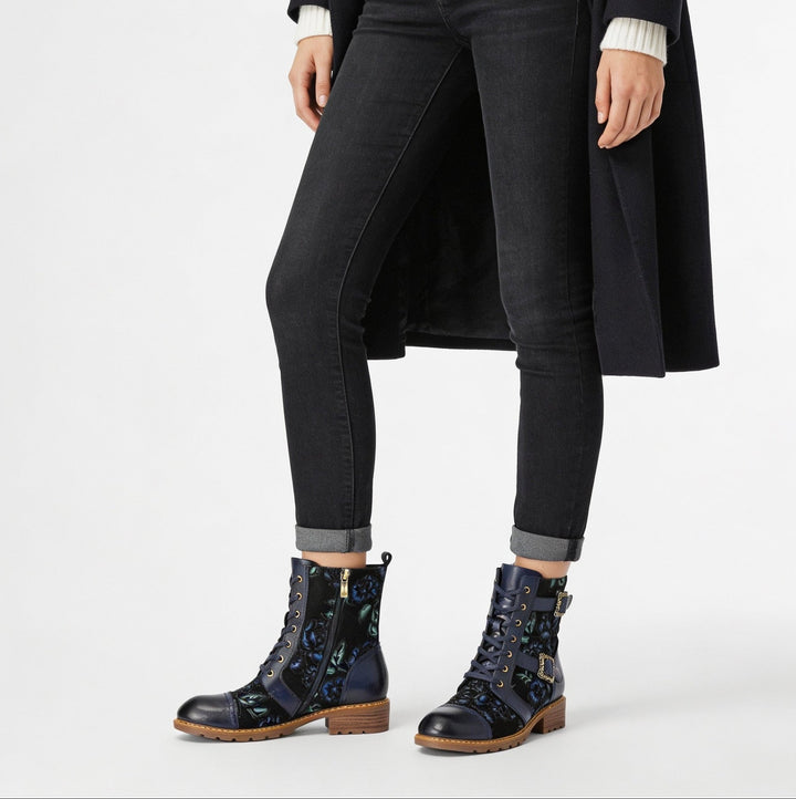 Orlena™ | Floral Lace-Up Ankle Boot