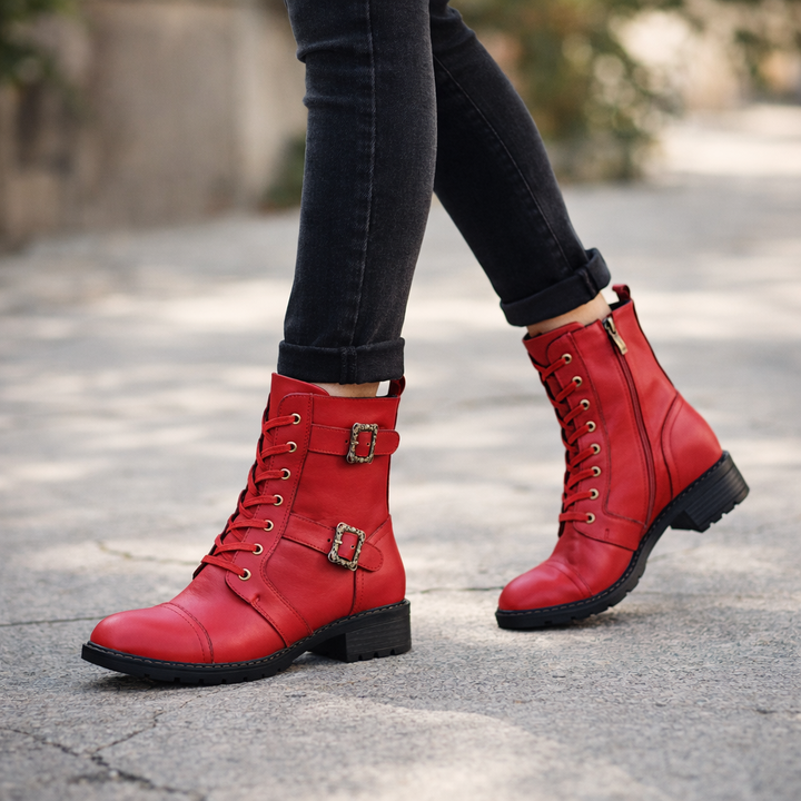 Orlena™ | Floral Lace-Up Ankle Boot