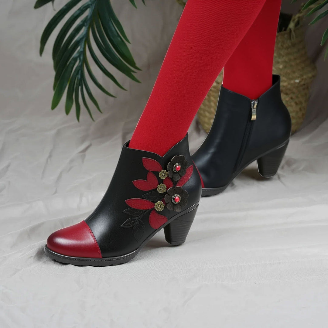Bellantyne™ | Women's Retro Boho Floral Charm Ankle Boots