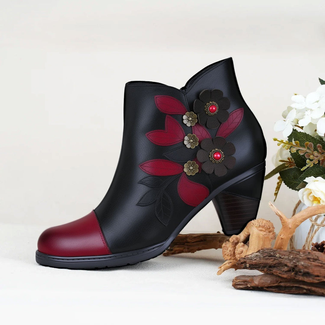 Bellantyne™ | Women's Retro Boho Floral Charm Ankle Boots