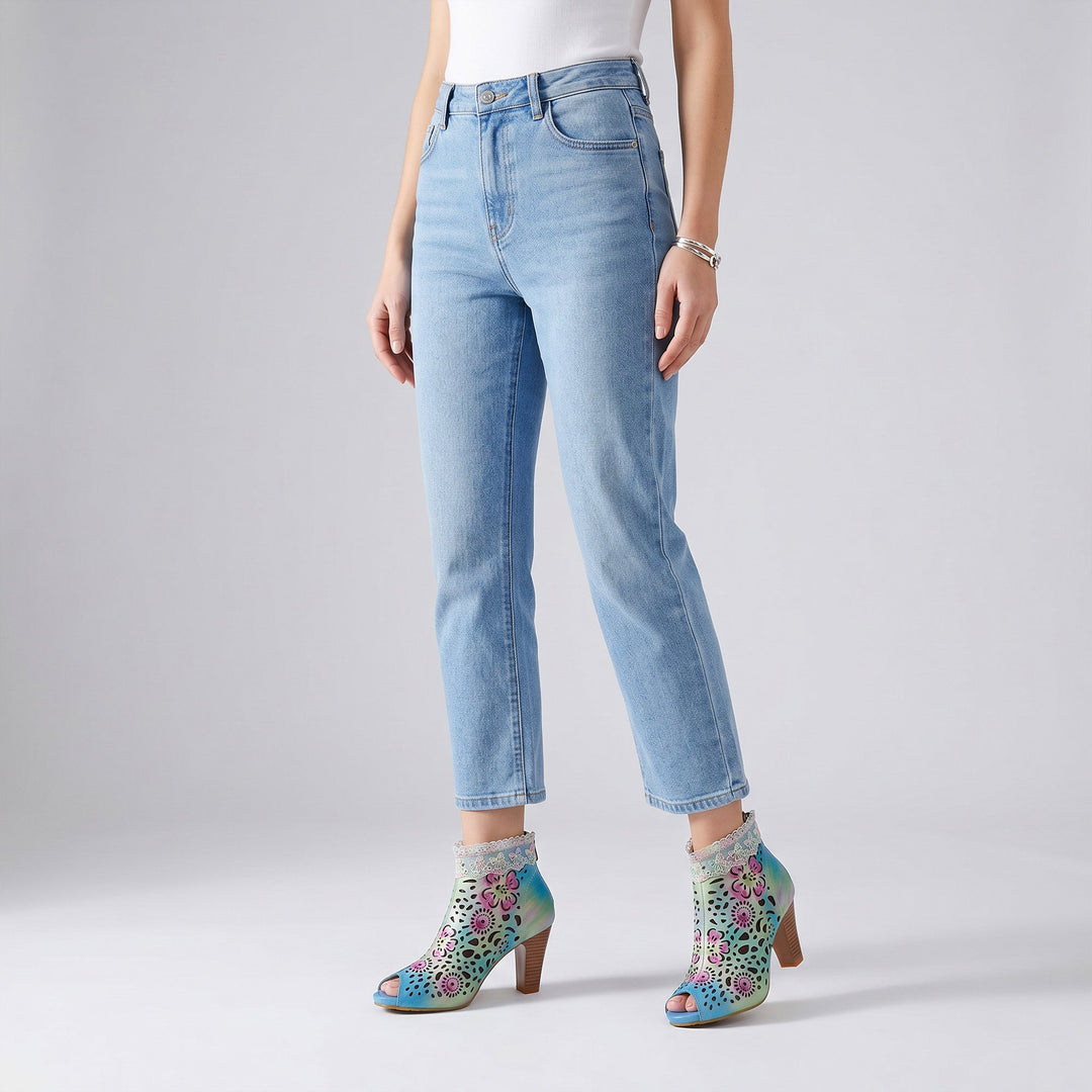 Iridella™ | Women's Gradient Floral Cutout Lace Trim Sandal Booties
