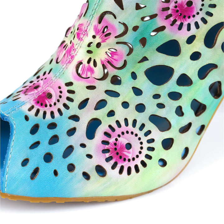 Iridella™ | Women's Gradient Floral Cutout Lace Trim Sandal Booties