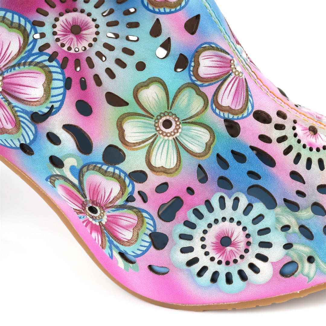Amelora™ | Floral Cutout Buckle Scalloped Sandal