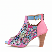 Amelora™ | Floral Cutout Buckle Scalloped Sandal